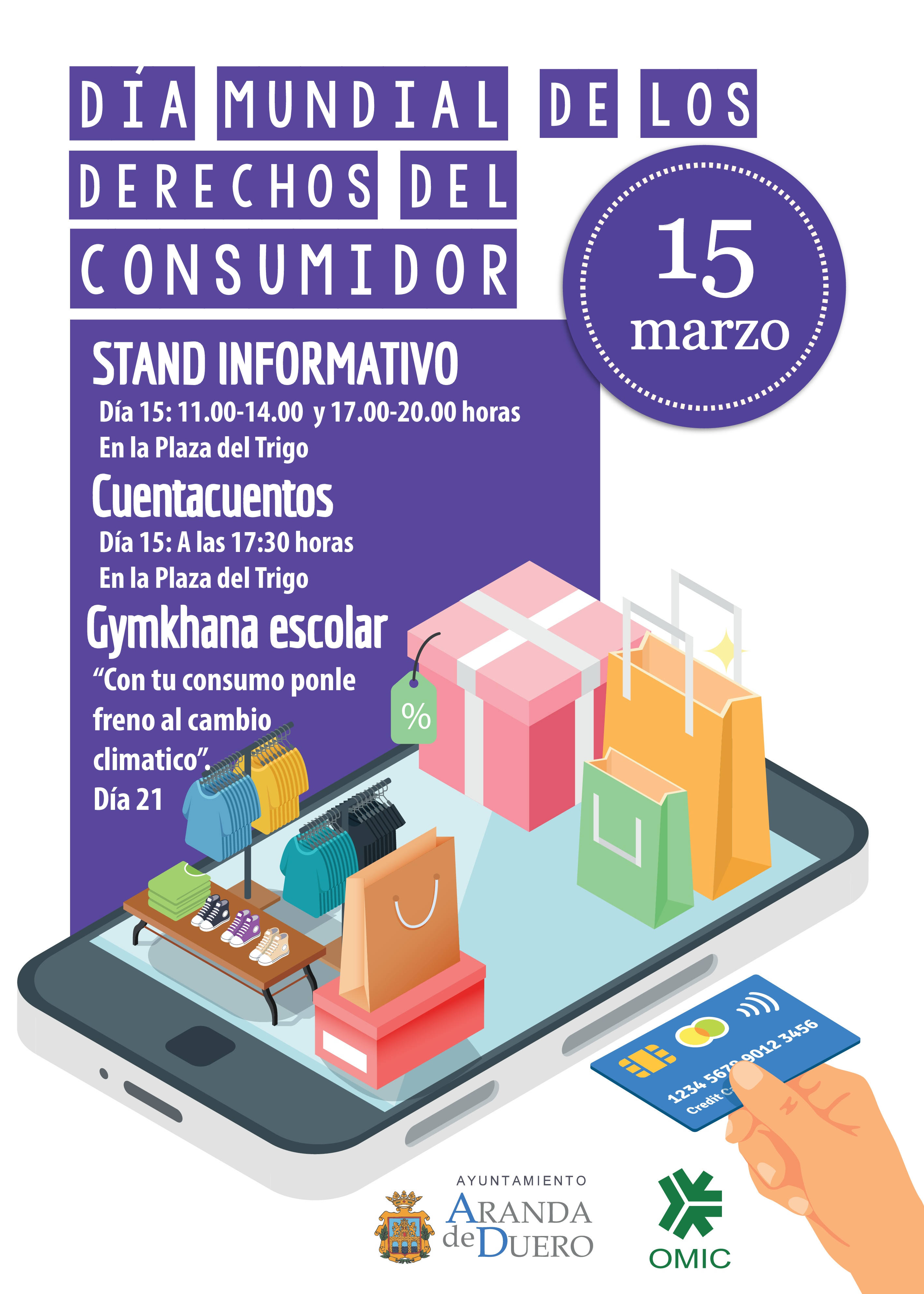 Cartel del día del consumidor 2018 con las actividades a realizar, detalladas en la noticia