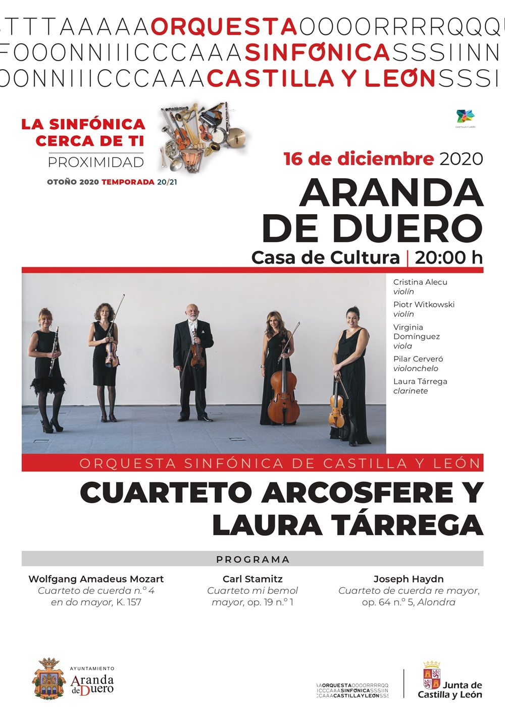 LA SINFÓNICA CERCA DE TI.
CUARTETO ARCOSFERE Y LAURA TÁRREGA