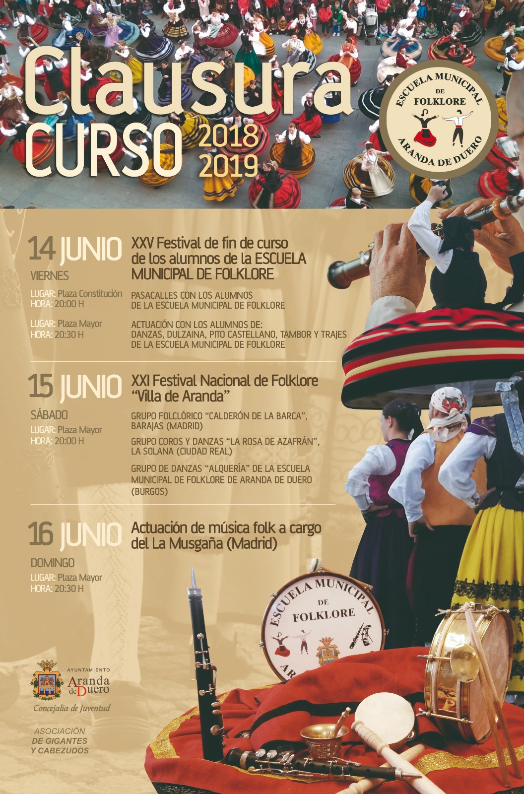 ACTOS DE CLAUSURA CURSO 2018/2019 DE LA ESCUELA MUNICIPAL DE FOLKLORE