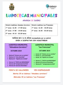 LUDOTECAS PÚBLICAS MUNICIPALES – ACTIVIDADES OCTUBRE 2019