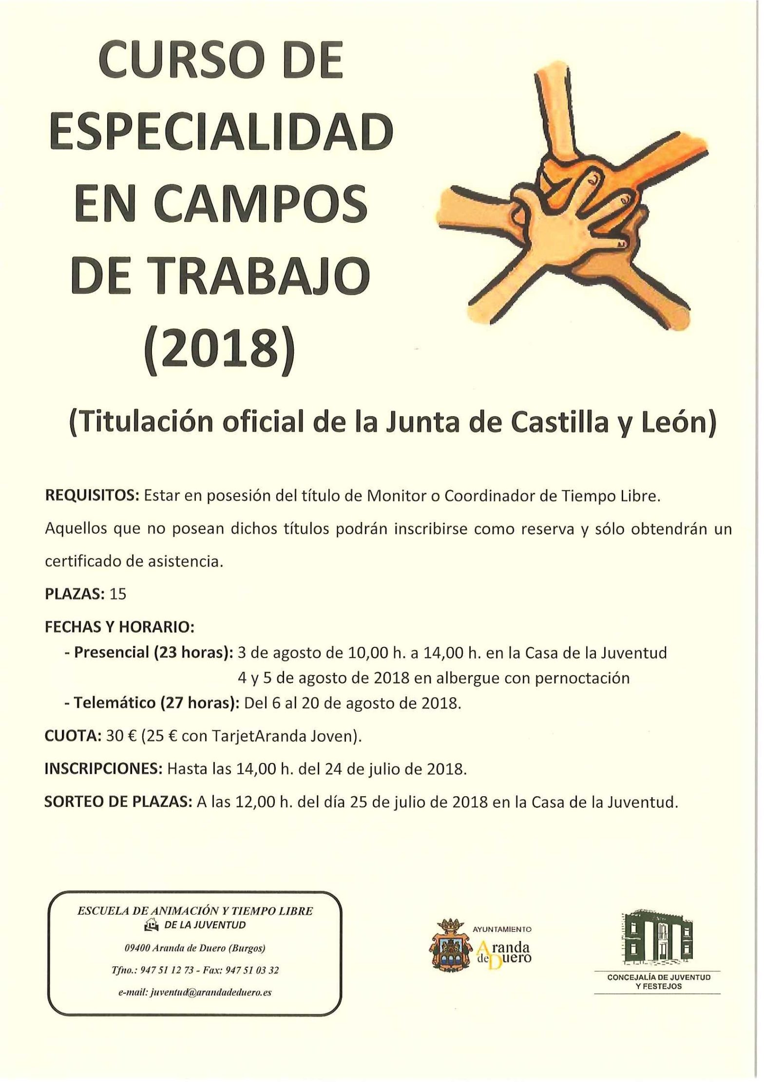 CURSO DE ESPECIALIDAD EN CAMPOS DE TRABAJO
