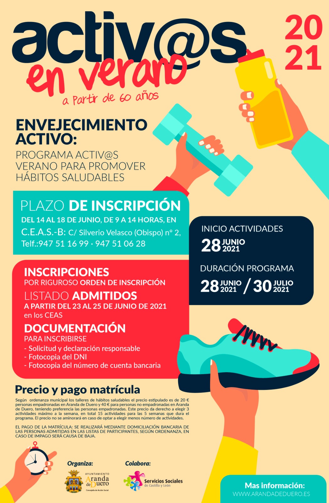 PROGRAMA DE ENVEJECIMIENTO ACTIVO 
ACTIV@S EN VERANO
 a partir de 60 años
