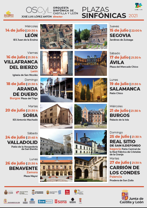 CONCIERTO DE LA ORQUESTA SINFÓNICA DE CASTILLA Y LEÓN EN LA PLAZA DEL TRIGO DE ARANDA DE DUERO DENTRO DEL PROGRAMA «PLAZAS SINFÓNICAS»