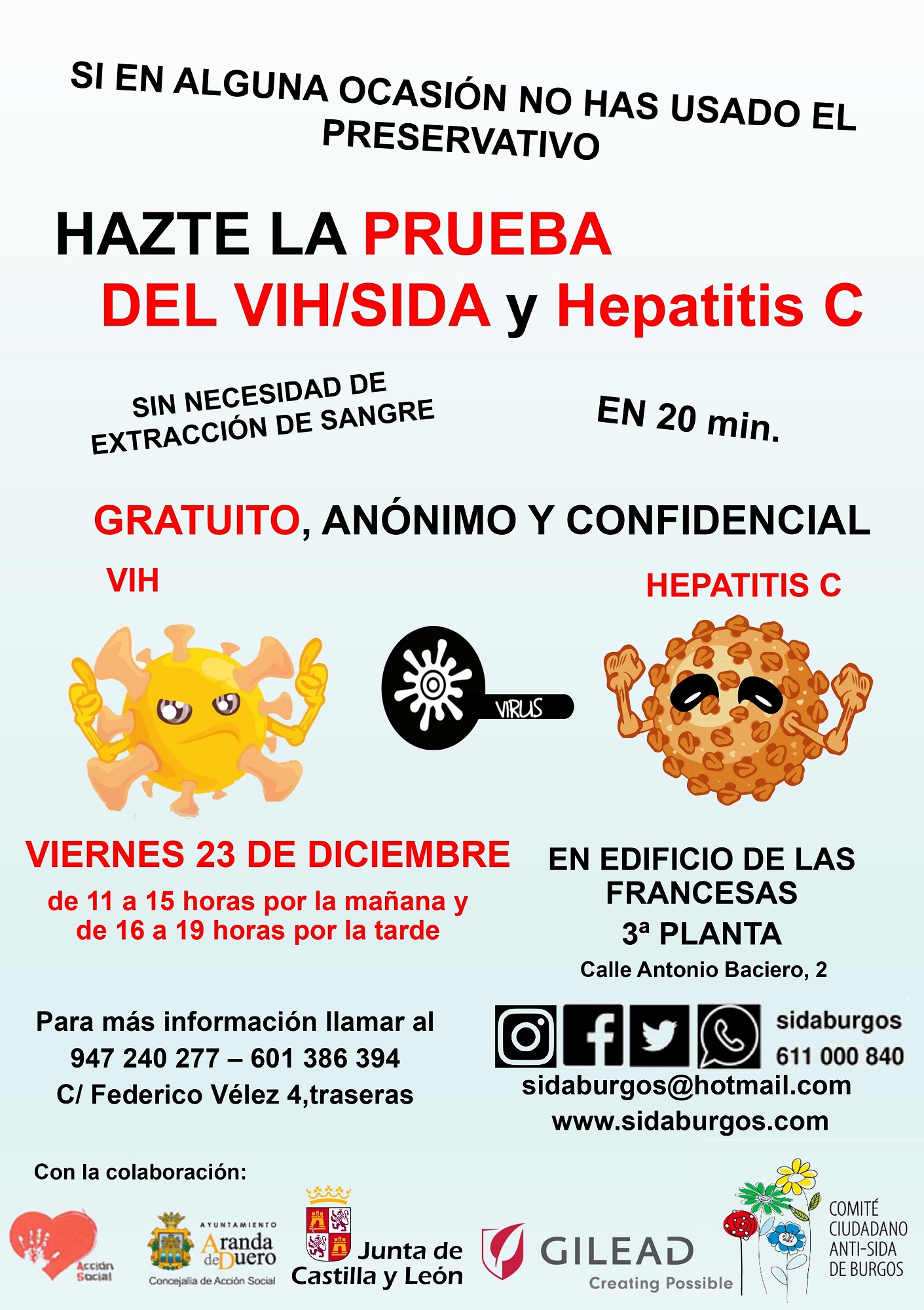 CAMPAÑA DE PRUEBAS RÁPIDAS PARA LA DETECCIÓN PRECOZ DEL VIH Y DE LA HEPATITIS C.