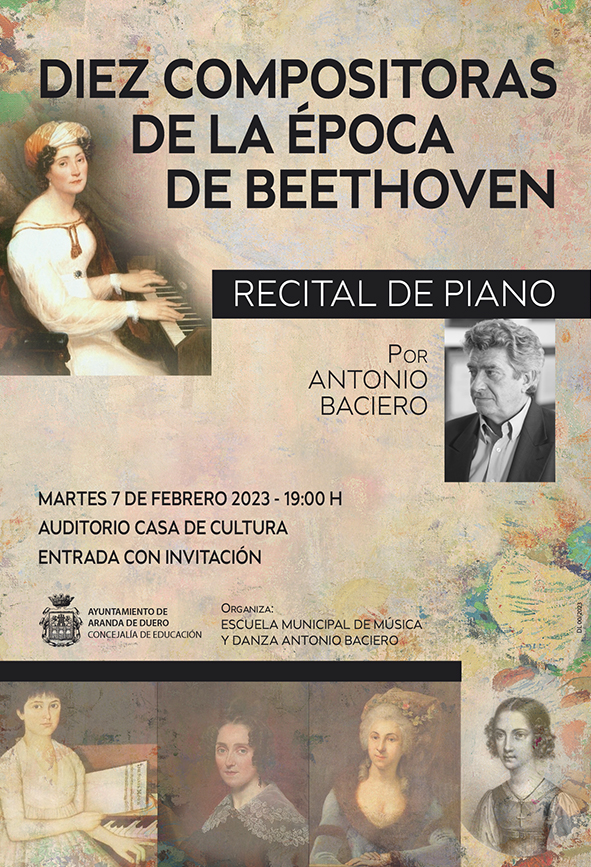 DIEZ COMPOSITORAS DE LA ÉPOCA DE BEETHOVEN – RECITAL DE PIANO POR ANTONIO BACIERO