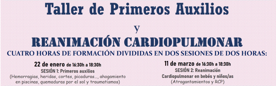 TALLER GRATUITO PARA PADRES Y MADRES «PRIMEROS AUXILIOS» DE LA ESCUELA INFANTIL MUNICIPAL «ARANDA DE DUERO» LUNES 22 DE ENERO DE 16:30h A 18:30h