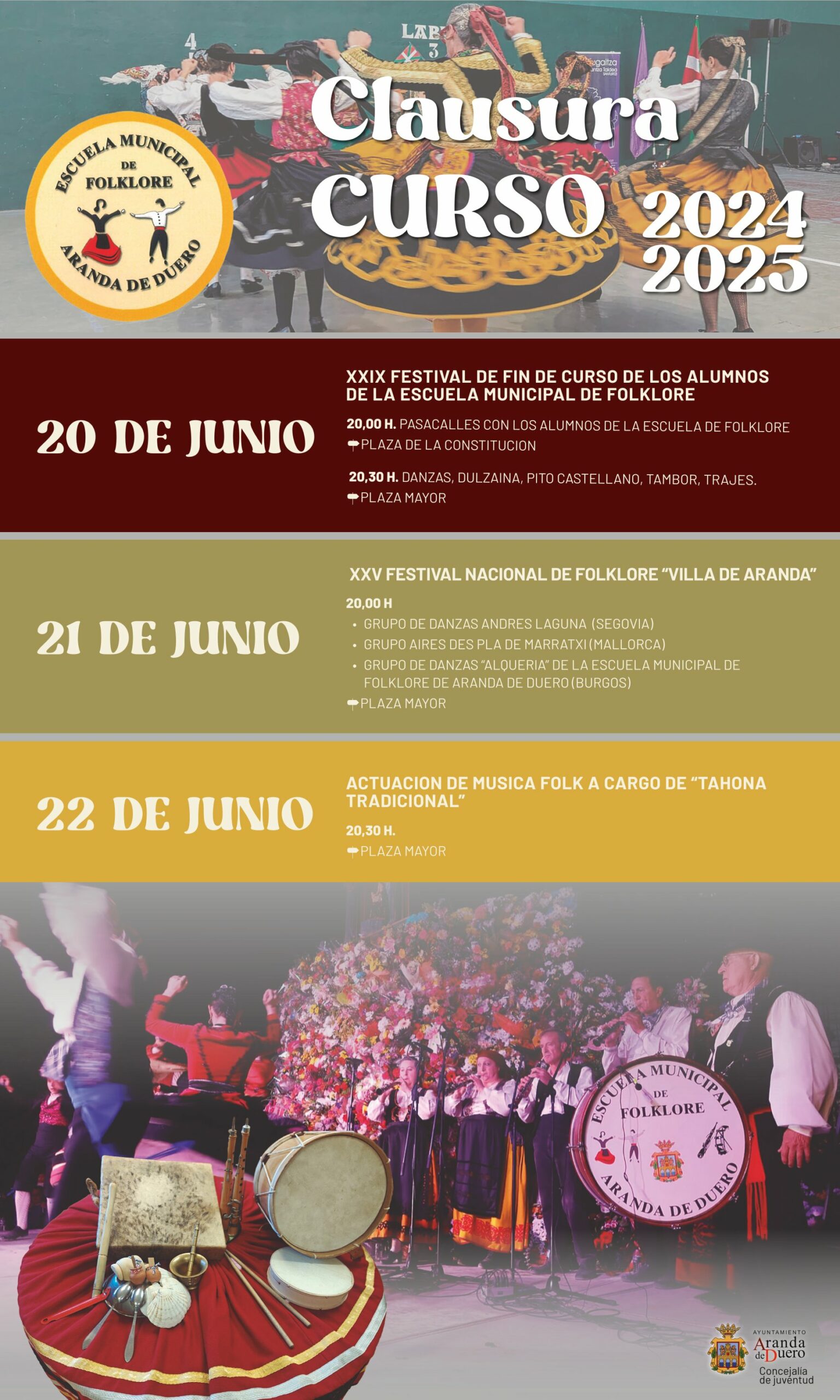 ACTOS DE CLAUSURA CURSO 2024/2025 DE LA ESCUELA MUNICIPAL DE FOLKLORE